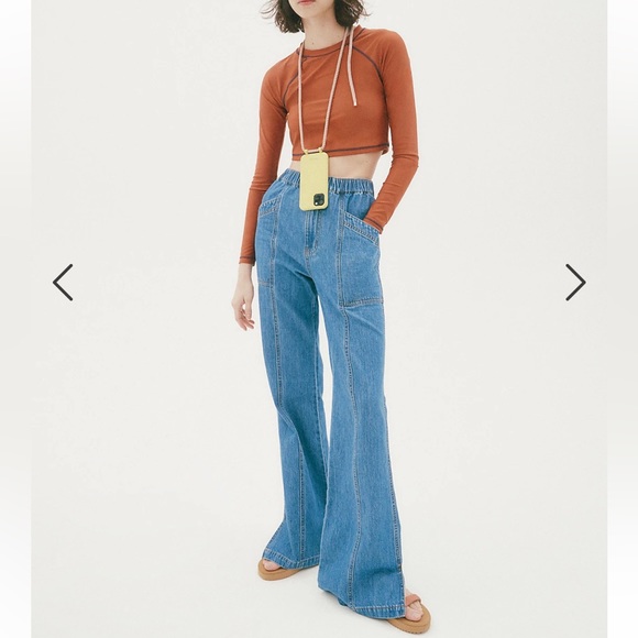 Madewell Denim Pull-On Loose Flare Pants medium - Picture 4 of 9